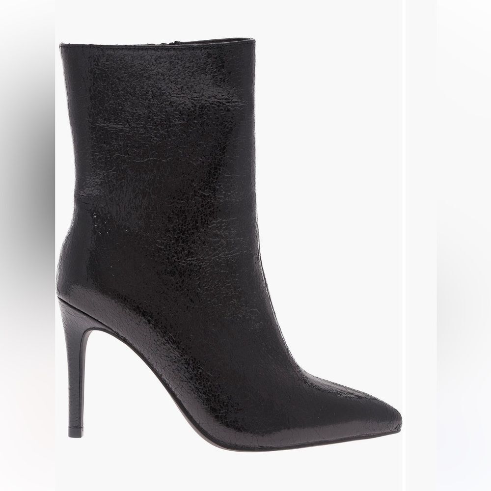 MIA Shiny Black Heeled Boots - Pointed-toe boot